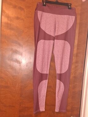 Mauve Geometric High-Waist Leggings